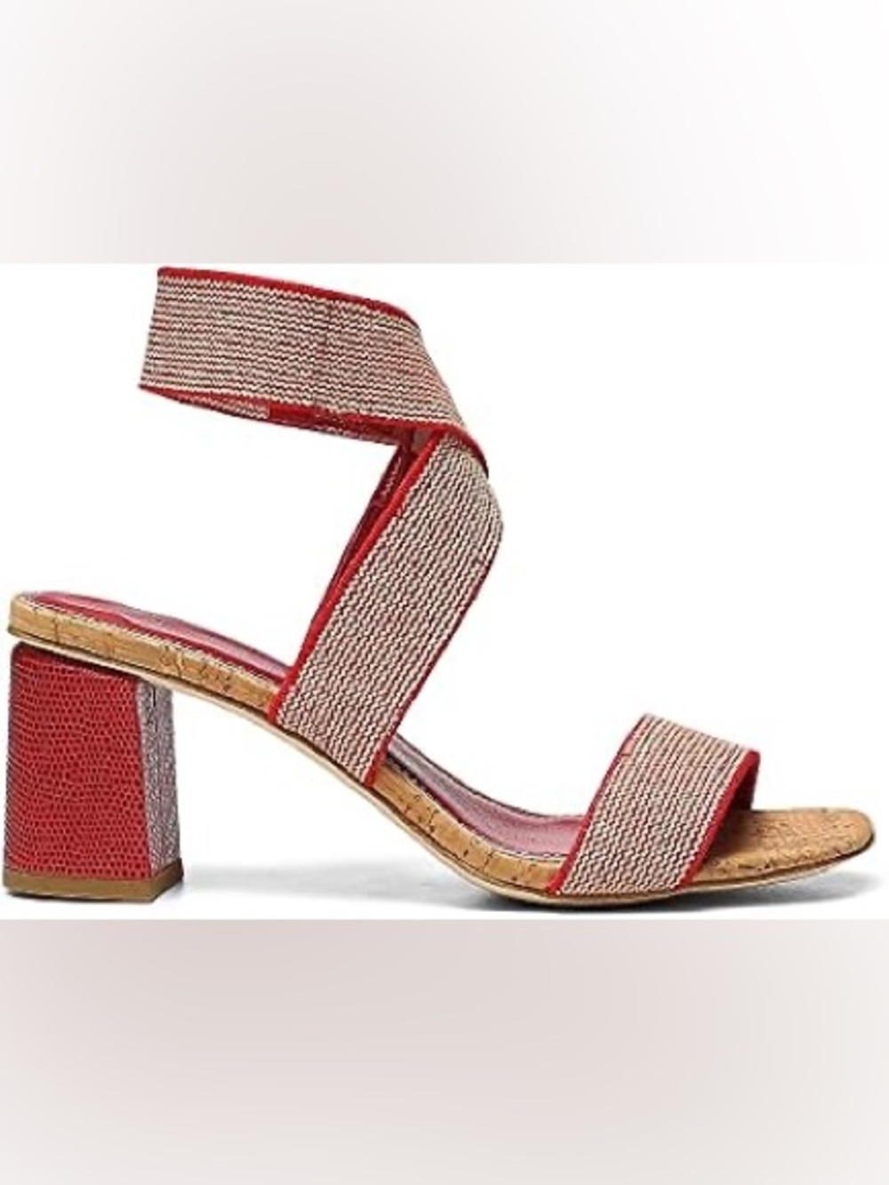 Donald Pliner Parly Stretch Elastic Sandal Textured Block Heel Women 9 Red